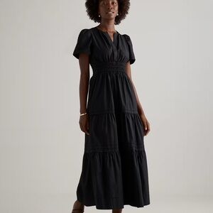 Quince Organic Cotton Poplin Tiered Maxi Dress NWT